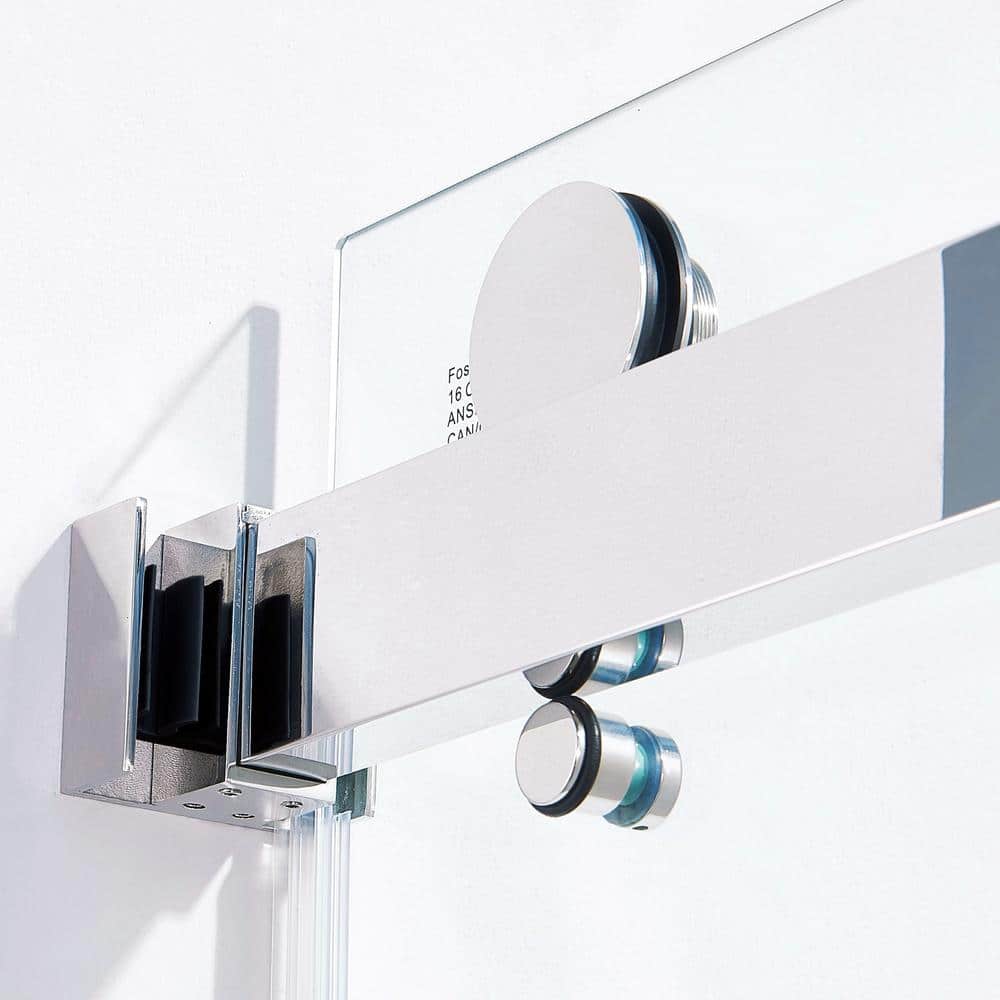 60" Frameless Chrome Glass Double Sliding Shower Door