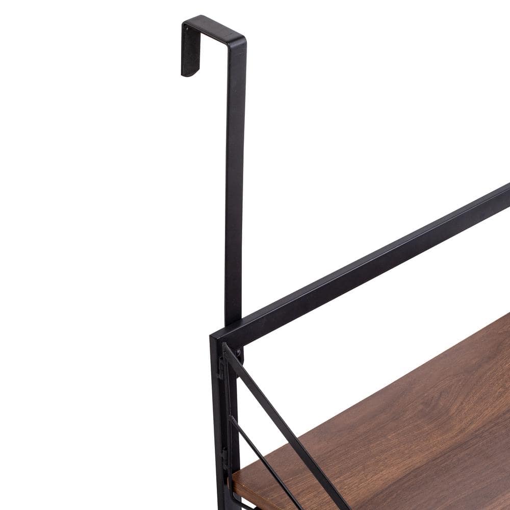 Black and Walnut Wall-Mounted Drying Rack with Shelf