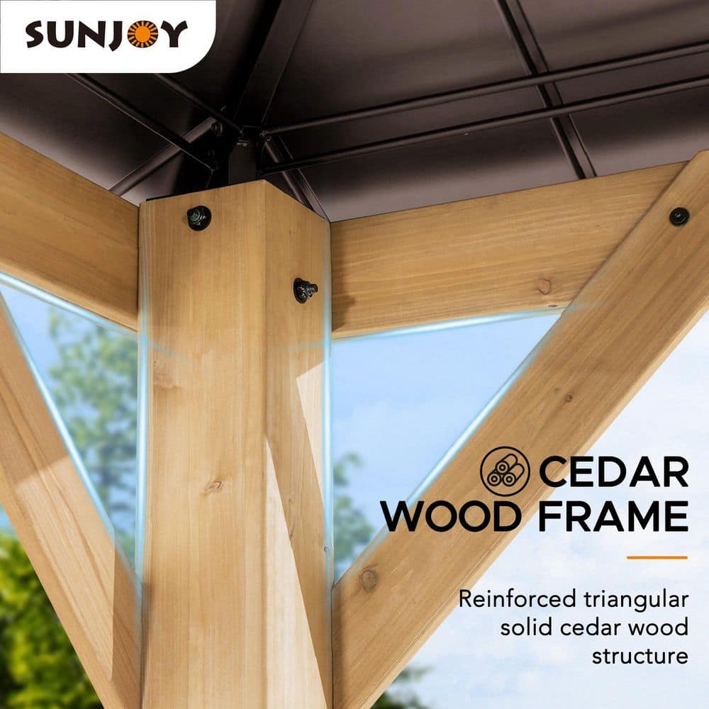 Cedar Framed Brown Steel 11' x 11' Outdoor Gazebo