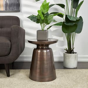 15 in. Copper Medium Round Metal End Table with Bell Shaped Base