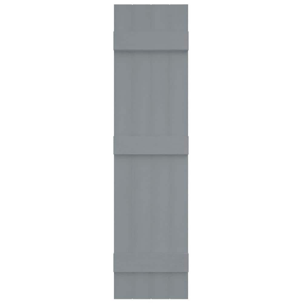 Platinum Gray Vinyl Board and Batten Decorative Shutters, 14" x 63"