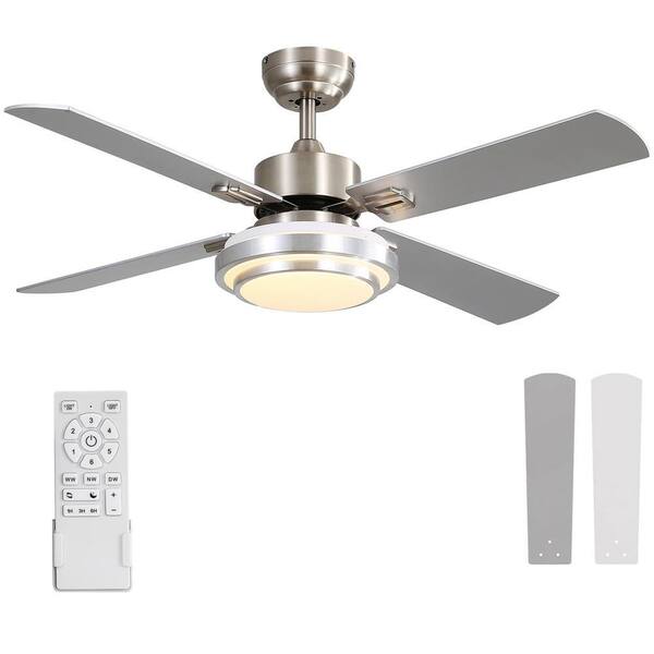 52 Inch Ceiling Fan With Light And Remote Control – 4-Blade Dimmable LED Fanlight By TAUS – Modern Design