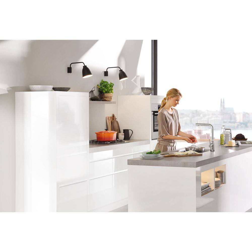 Modern Black Brass Kitchen Faucet with Pull-out Spray