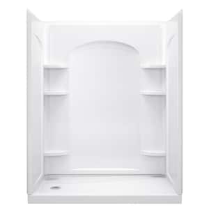 Ensemble 32 in. x 60 in. x 74-1/2 in. Shower Kit with Left-Hand Drain in White