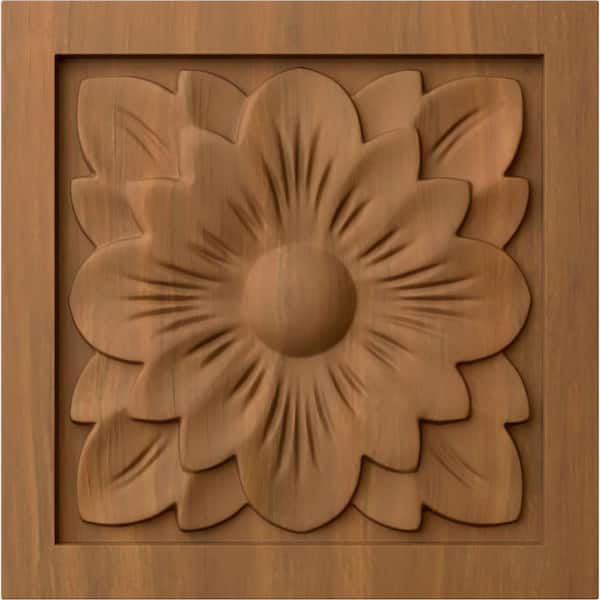 Ekena Millwork 3/4 in. x 3-1/2 in. x 3-1/2 in. Unfinished Wood Cherry Medium Dogwood Flower Rosette
