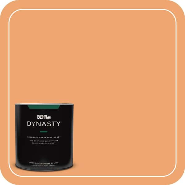BEHR DYNASTY 1 qt. Home Decorators Collection #HDC-SP16-04 Apricot Jam Semi-Gloss Enamel Stain-Blocking Interior Paint and Primer