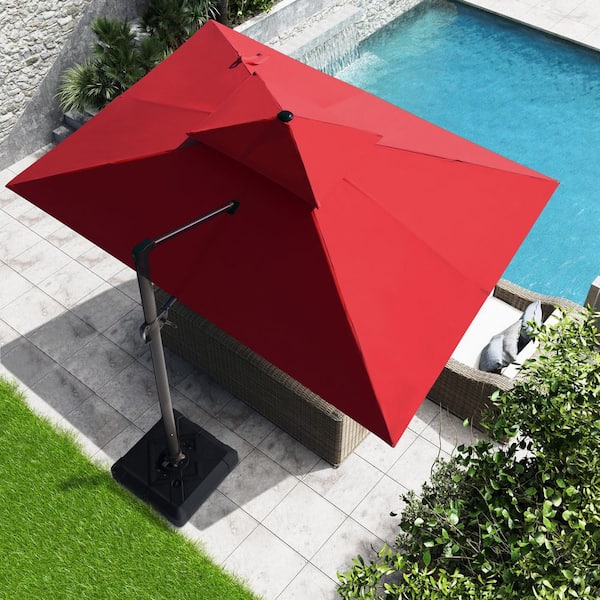 Crestlive Products 13 ft. x 10 ft. Double Top Rectangle Cantilever Patio Umbrella in Red