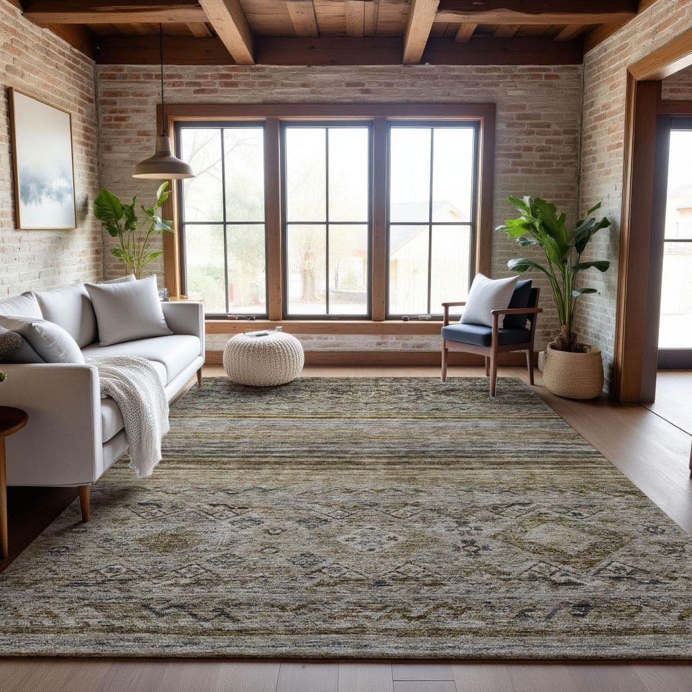 Mayfield Premium Machine Washable Abstract AMF1219 Brown 3 ft. x 5 ft. Area Rug price history on PriceWatchPro