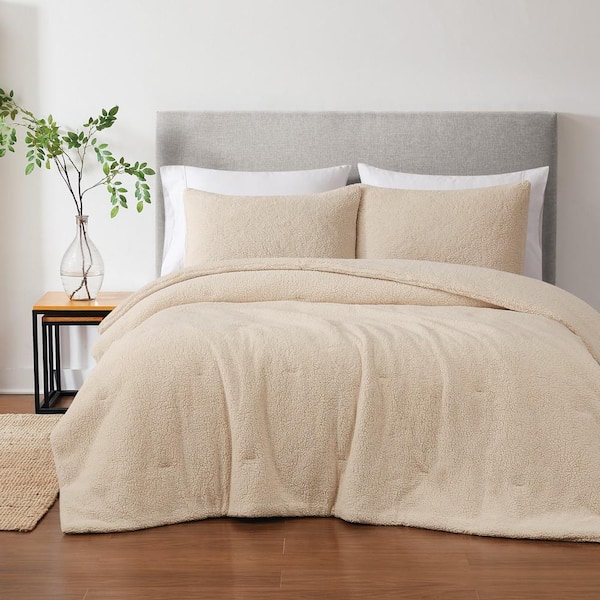 Brooklyn Loom Oversized Marshmallow Sherpa Polyester Ivory 3 Piece Queen Comforter Set