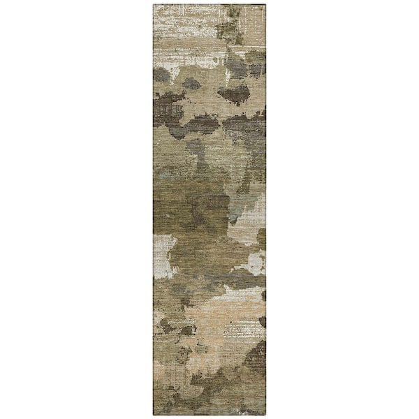 Chantille Machine Washable Indoor/Outdoor Abstract ACN2434 Khaki 2 ft. x 7 ft. Runner Rug