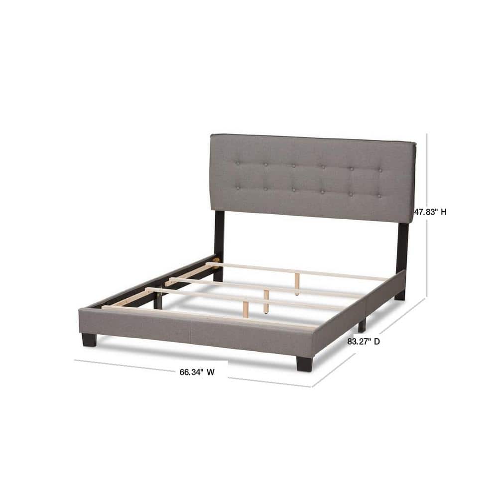 Audrey Light Grey Upholstered Queen Bed with Tufted Headboard