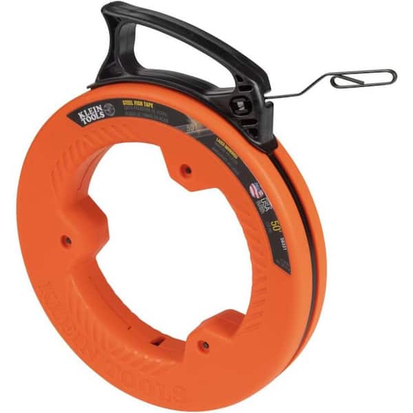 Lukyamzn 50 ft. Electrical Steel Wire Puller Fish Tape, Optimized Housing and Handle with 1/8 in. Double Loop Tip