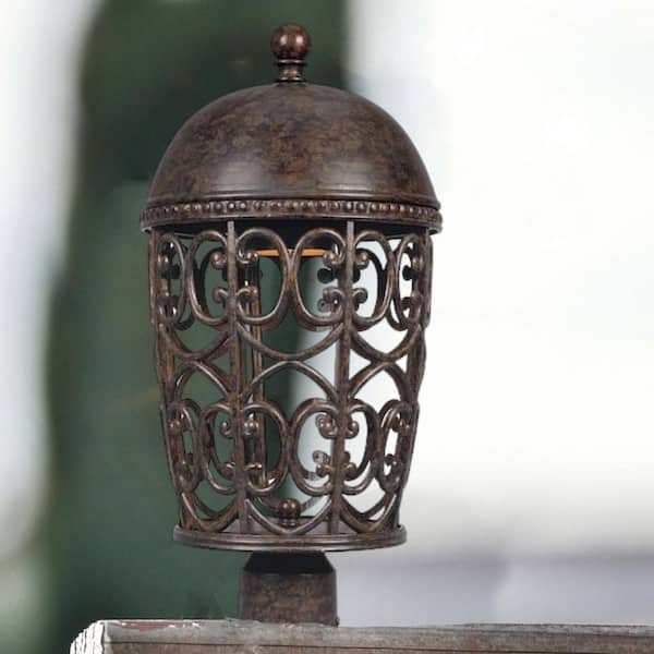 Amherst Dark Sky 1-Light Burnt Umber Cast Aluminum Line Voltage Hardwired Outdoor Wet-Rated Post Light