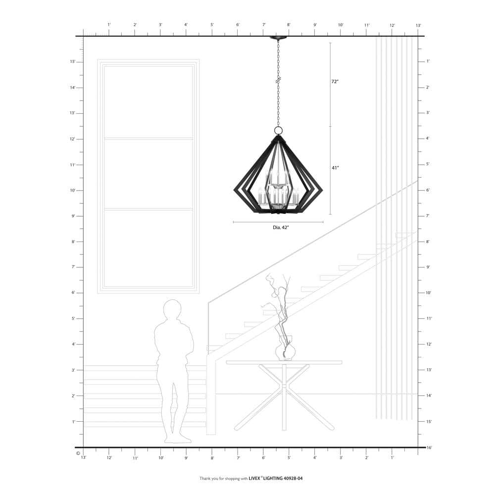 Black Industrial 15-Light 2-Tier Foyer Chandelier