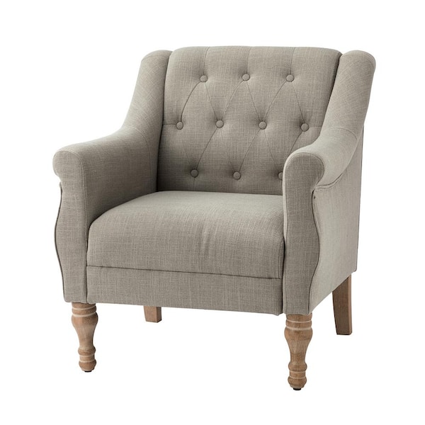 JAYDEN CREATION Beato Grey Armchair with Turned Legs