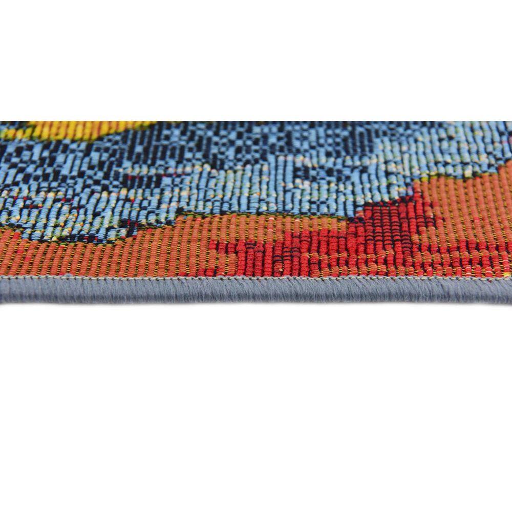 Vibrant Modern Abstract 5'3" x 8' Outdoor Flatweave Rug