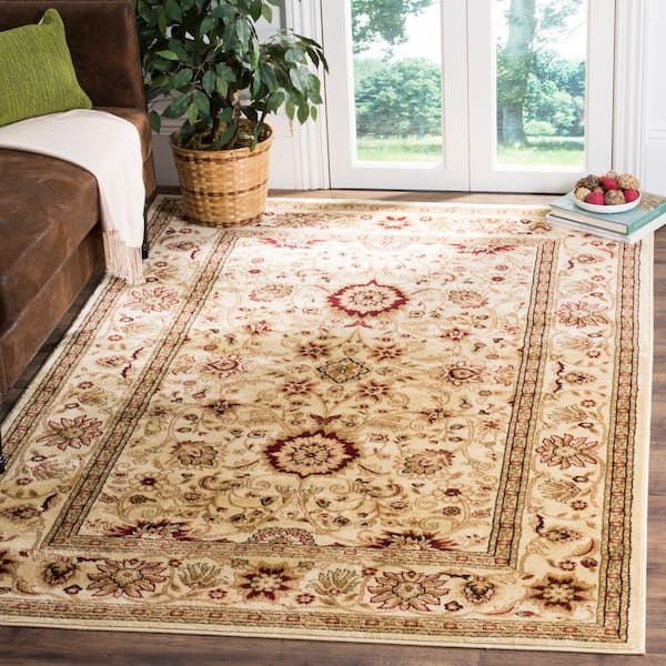 Lyndhurst Ivory 8 ft. x 11 ft. Border Floral Antique Area Rug