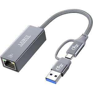 2.5 GB USB A/USB C to RJ45 Ethernet Network Adapter Gray (1-Pack)