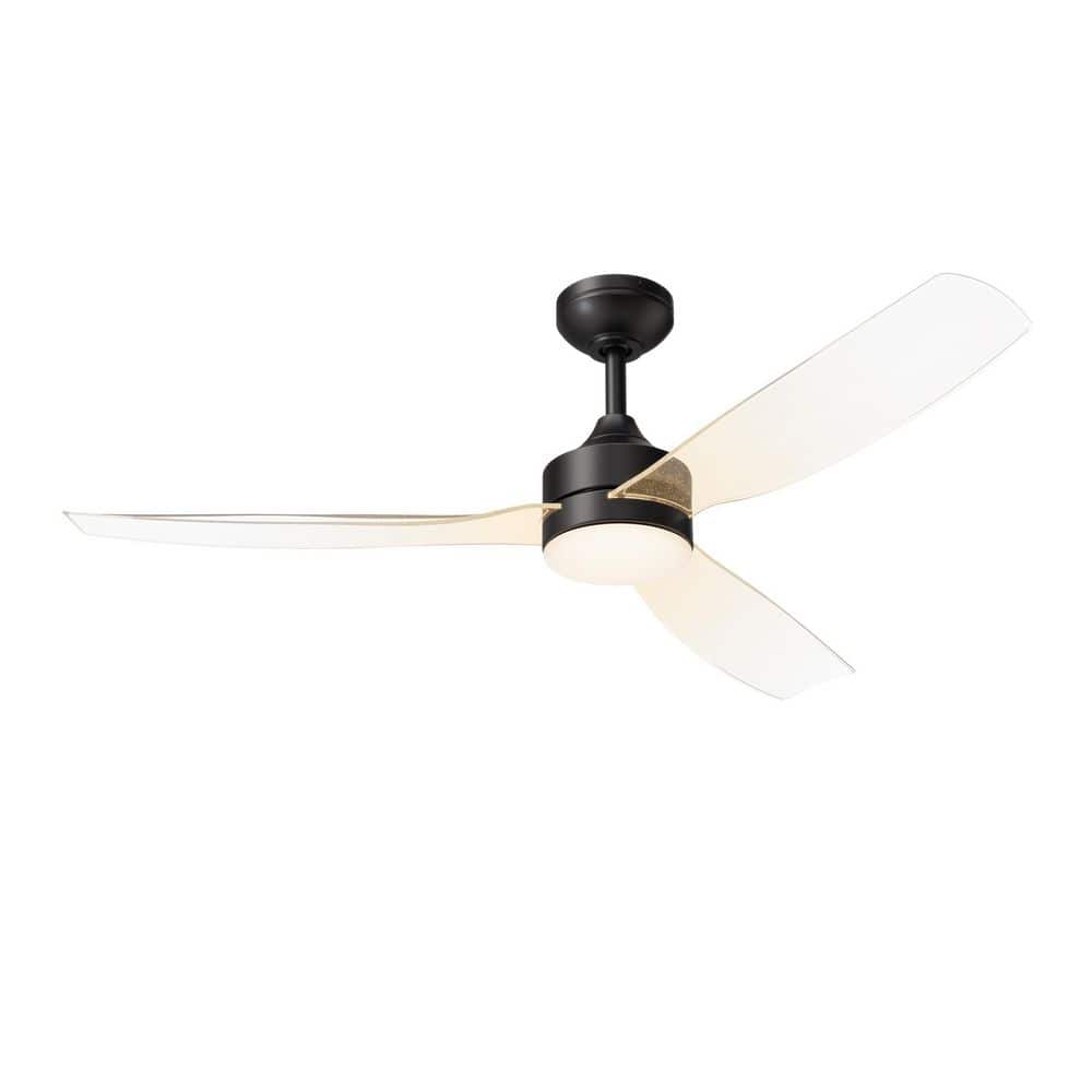 Whirl 52 in. Indoor Matte Black Dual-Mount Ceiling Fan with Clear Blades, Integrated LED Light and Remote Included price history on PriceWatchPro