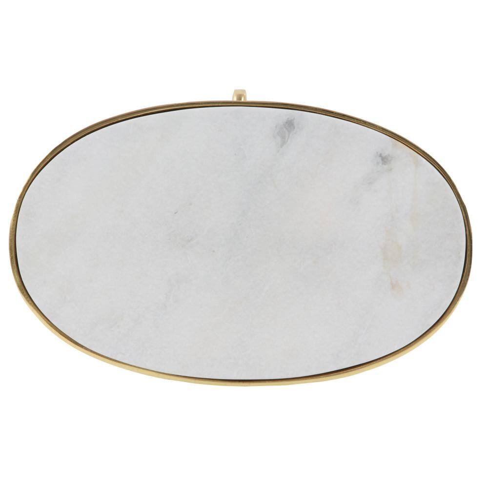 Elegant Round Gray Stone Top End Table with Gold Metal Base