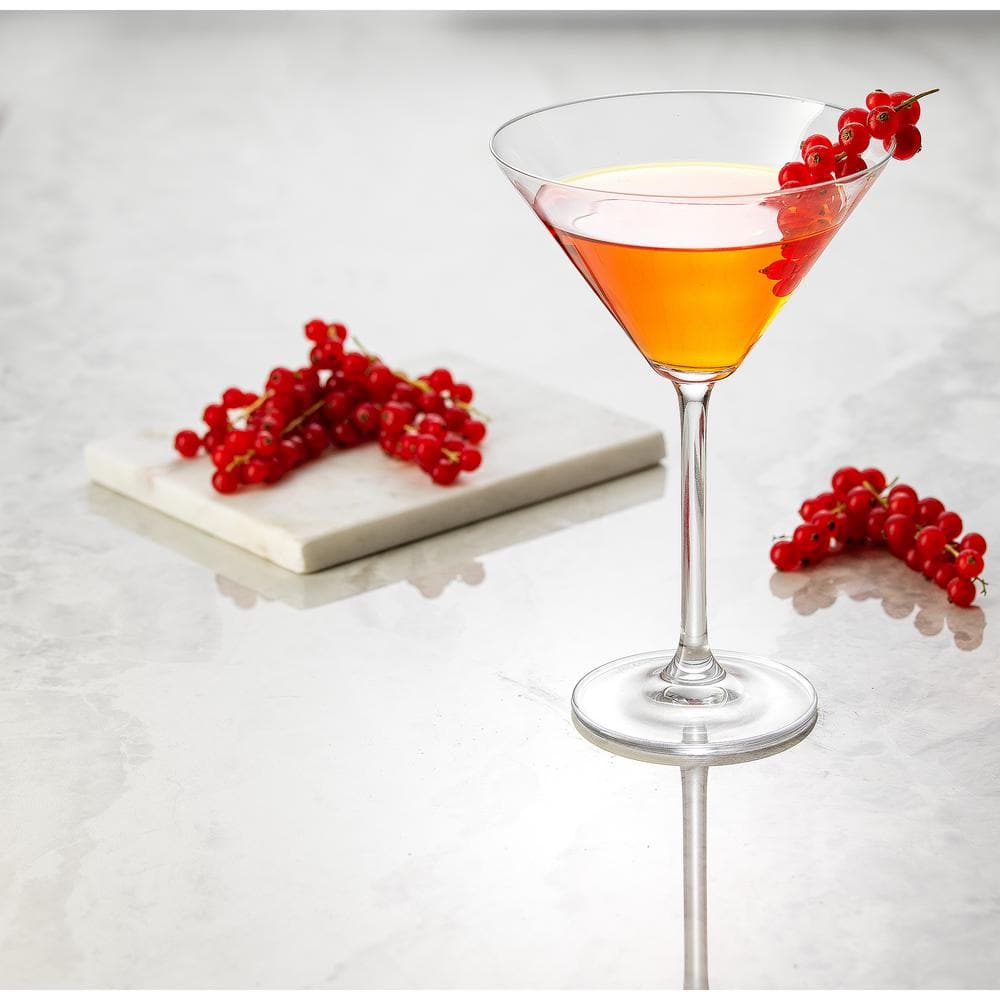 Olivia 8.4 oz Clear Crystal Martini Cocktail Glasses Set