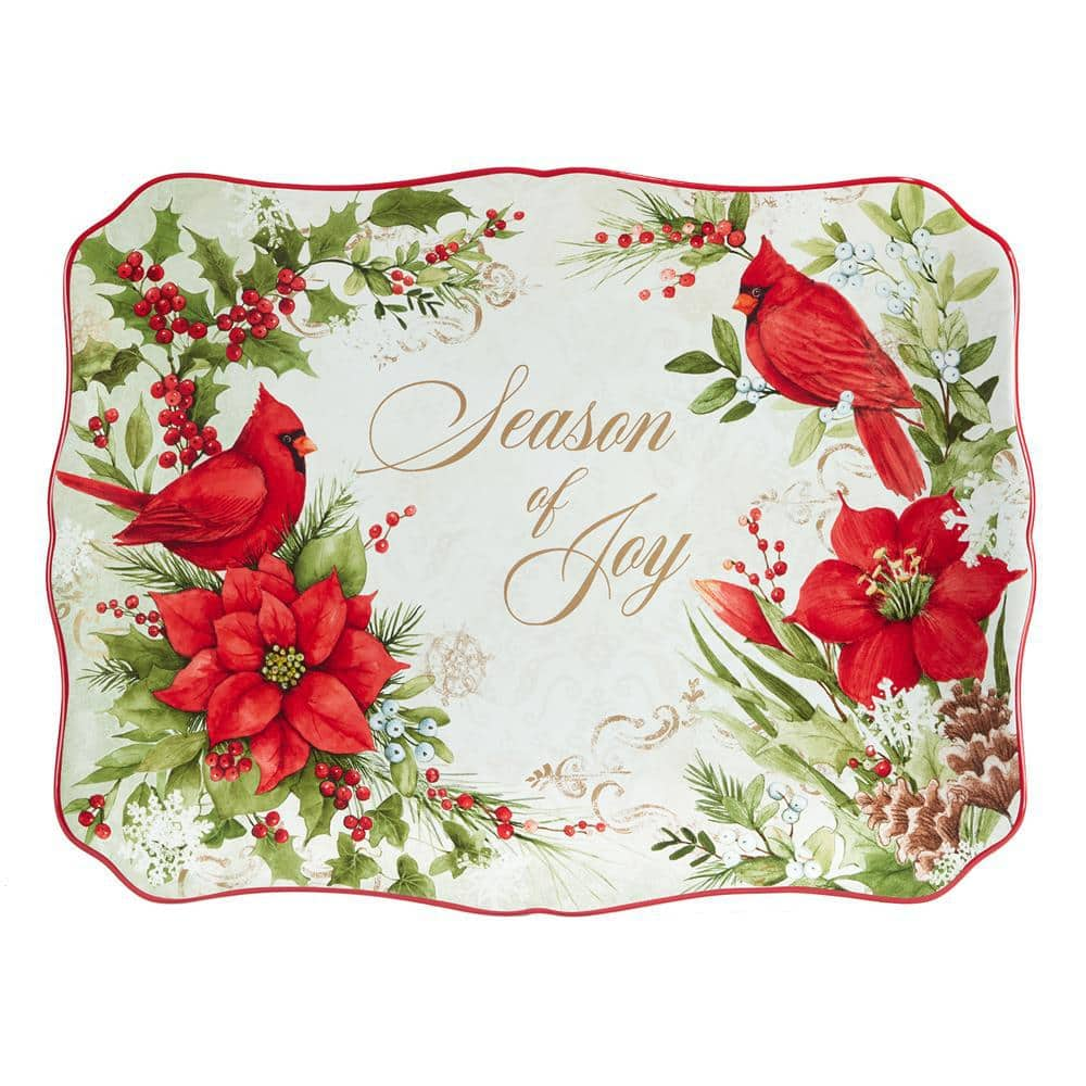 Certified International Winter's Medley 12 in. Multi-Colored Earthenware Serving Platter