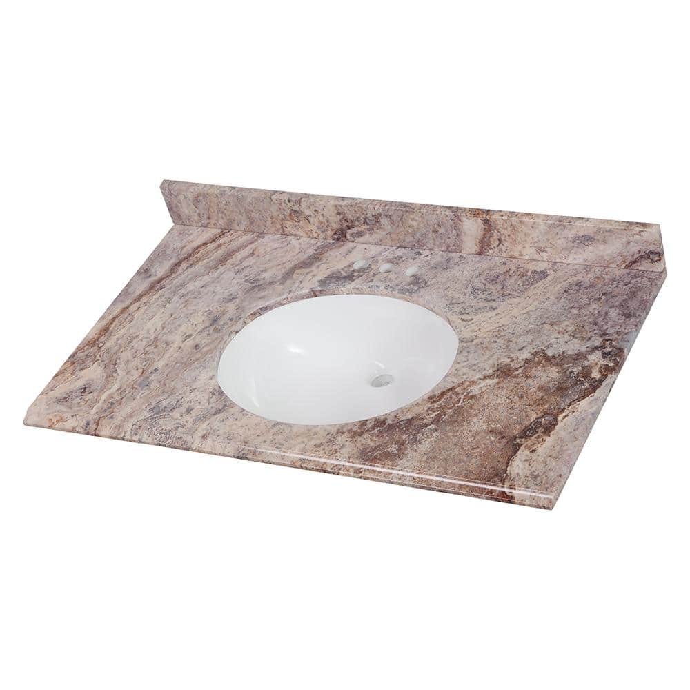 Home Decorators Collection 37 in. W x 22 in. D Cultured Marble White