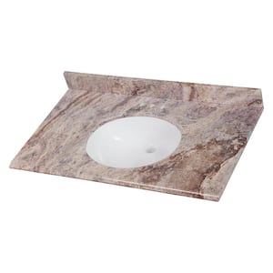 37 in. W x 22 in. D Cultured Marble White Single Sink Vanity Top in Cold Fusion