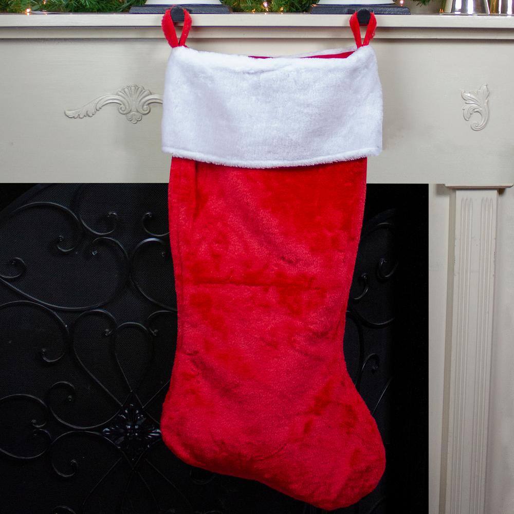 Oversized Red and White Polyester Christmas Stocking