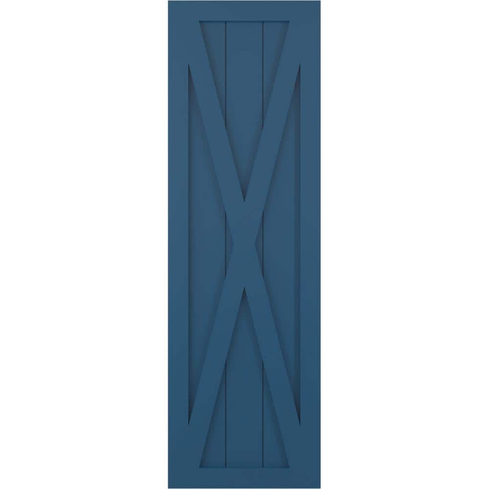 18 in. x 75 in. True Fit PVC Single X-Board Farmhouse Fixed Mount Board and Batten Shutters Pair in Sojourn Blue price history on PriceWatchPro