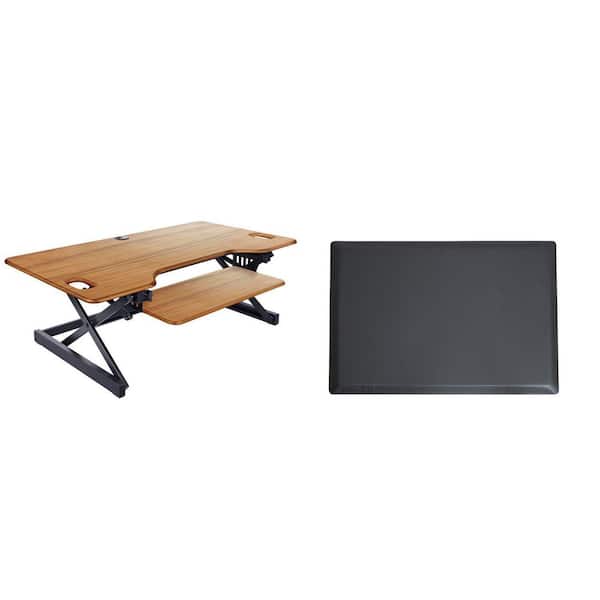 ROCELCO 46 in. W Beige Height Adjustable Standing Desk Converter with ...