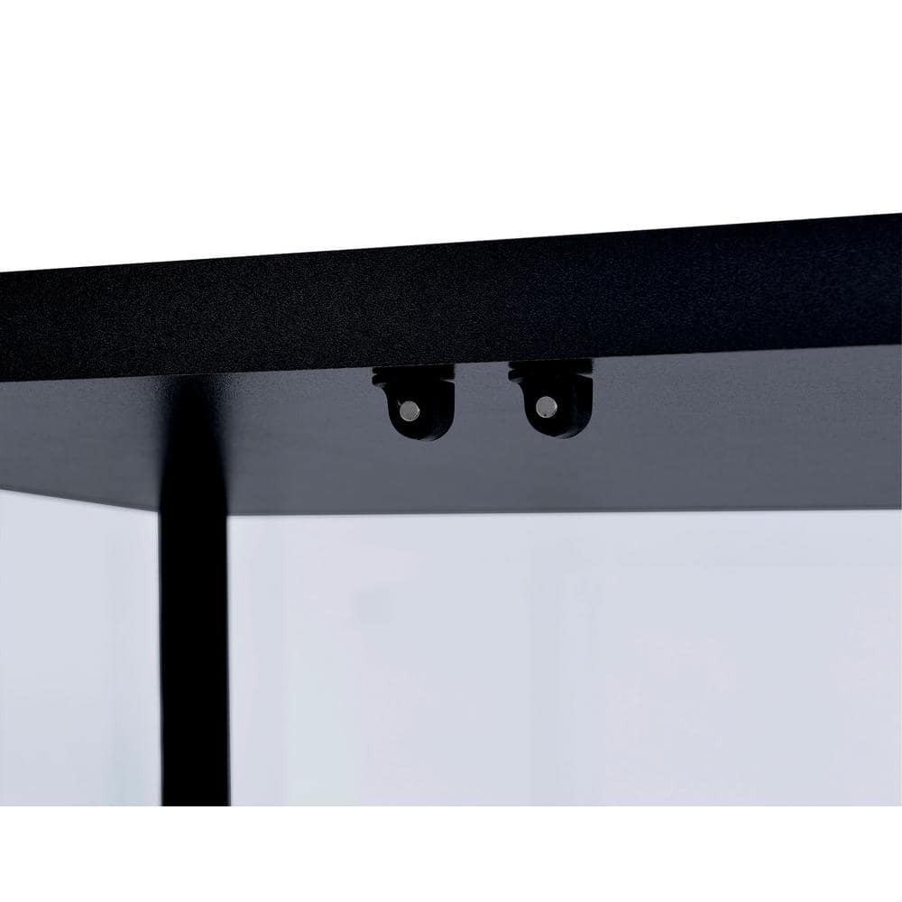 Transitional Black Pine Curio Cabinet with Glass Shelves
