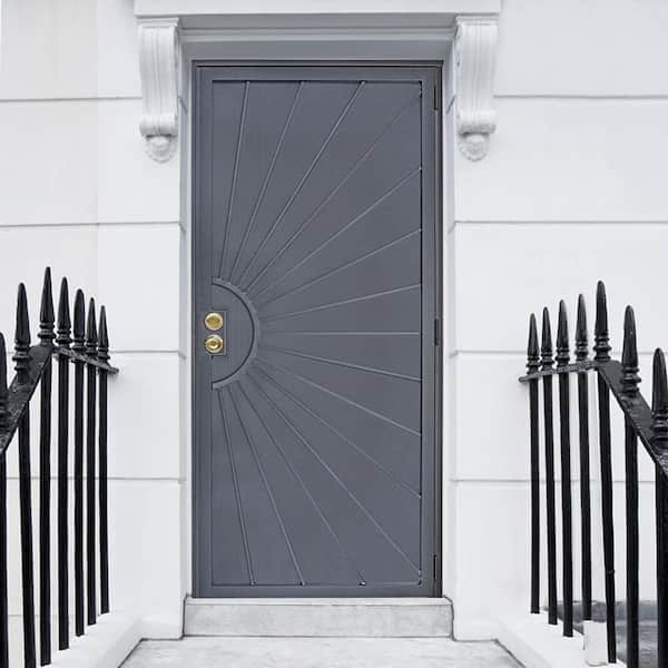 Radiance 36 in. x 80 in. Universal/Reversible Black Gloss Perforated Steel Screen Security Door