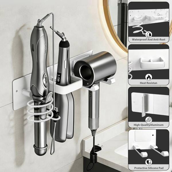 Wudkey 3 in 1 Bathroom Hair Tool Organizer with Curling Iron 