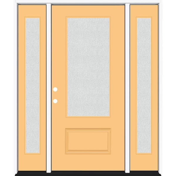 Steves & Sons Legacy 68 in. W. x 80 in. 3/4 Lite Rain Glass RHIS Primed Jackfruit Finish Fiberglass Prehung Front Door Db. 14 in. SL