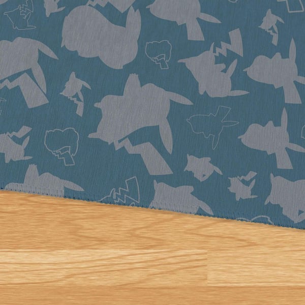 Pokemon Pika Silhouette Blue Multicolor  Washable Indoor Rug 36 in. x 62 in.
