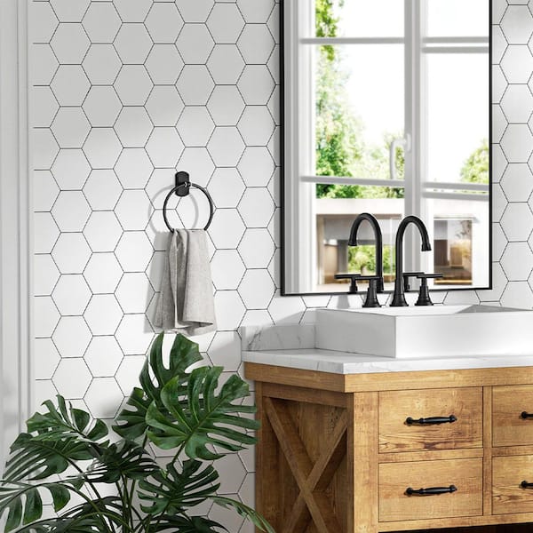 3 -Piece Bath Hardware Set with Towel Bar, Towel Ring, Toilet Paper Holder Bathroom Wall Mounted in Matte Black