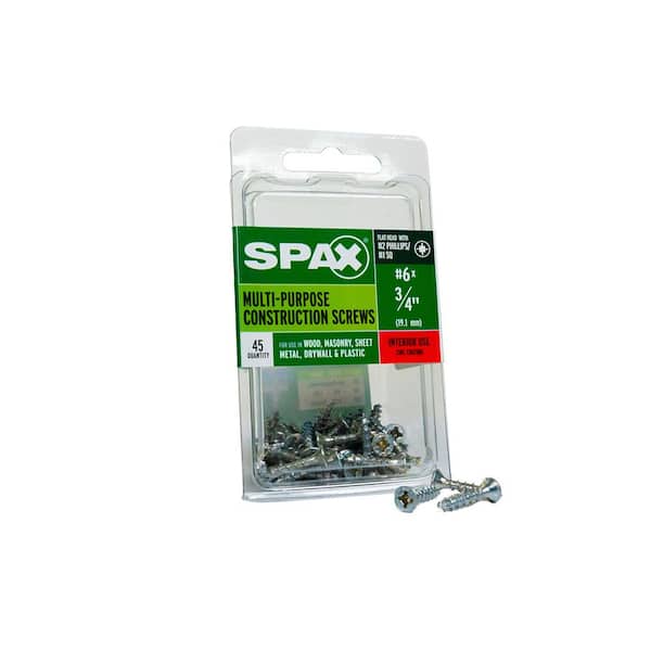 SPAX #6 x 3/4 in. Interior Flat Head Wood Screws Construction Phillips / Square (45 EA)
