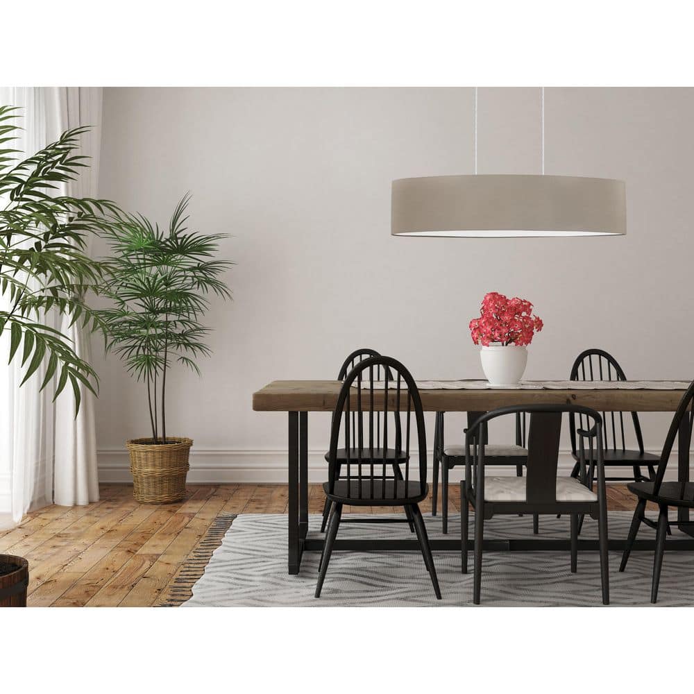 Mandana 39 in. 2-Light Brushed Nickel Pendant Light with Taupe Fabric Shade price history on PriceWatchPro