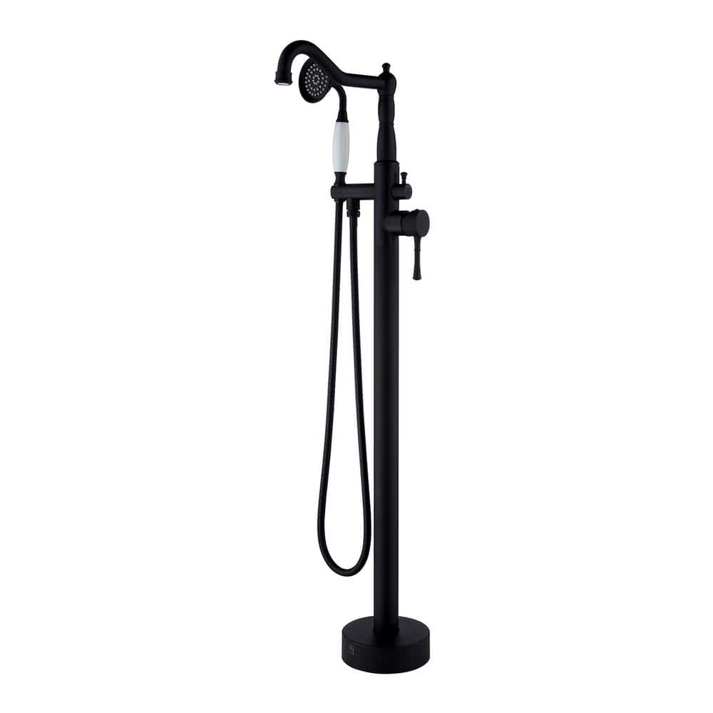 Singe-Handle Freestanding Floor Mount Tub Faucet with Hand Shower in Matte Black price history on PriceWatchPro
