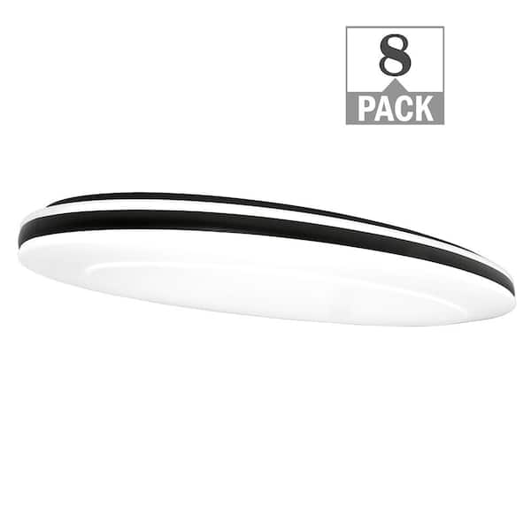 Commercial Electric 32 in. Oval White with Matte Black Border LED Flush Mount Ceiling Light 3000LM 40W 120V Adjustable CCT Dimmable (8-Pack)