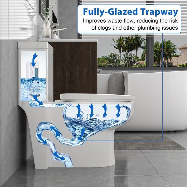 LORDEAR 12 inch 1-piece 1.1/1.6 GPF Dual Flush Elongated Toilet in