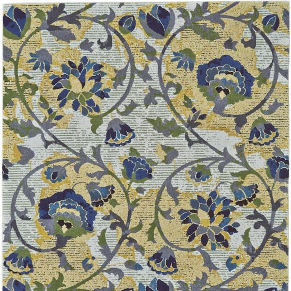 10 ft. x 13 ft. Gold, Green, Ivory Floral Area Rug
