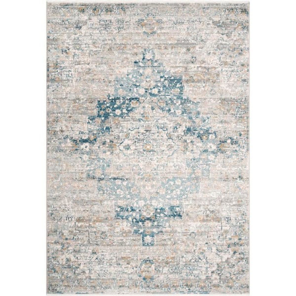 Diana Medallion Vintage Area Rug Blue 2' 8" ft. x 12' ft. Runner Rug