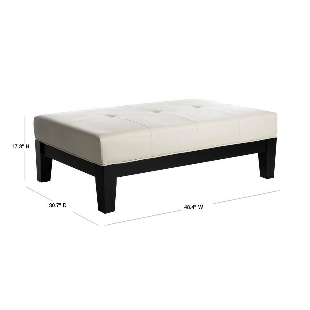 Jordan Off-White Tufted Leather Cocktail Ottoman