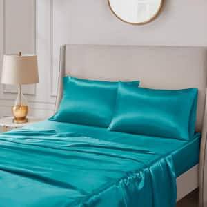 Satin 2-Piece Teal Microfiber King Luxury 2 PC Pillowcases