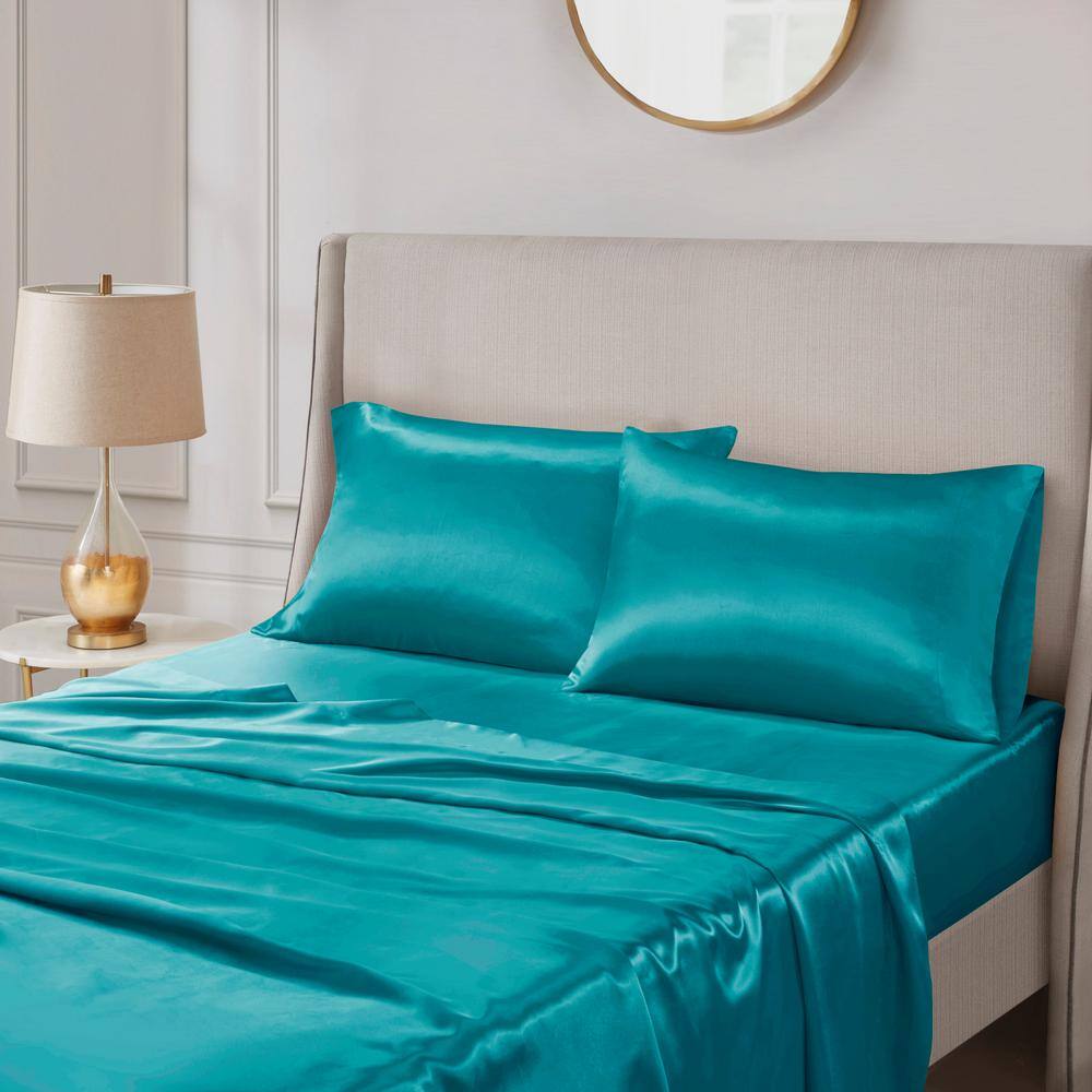Teal Satin Standard/Queen Pillowcases Set of 2