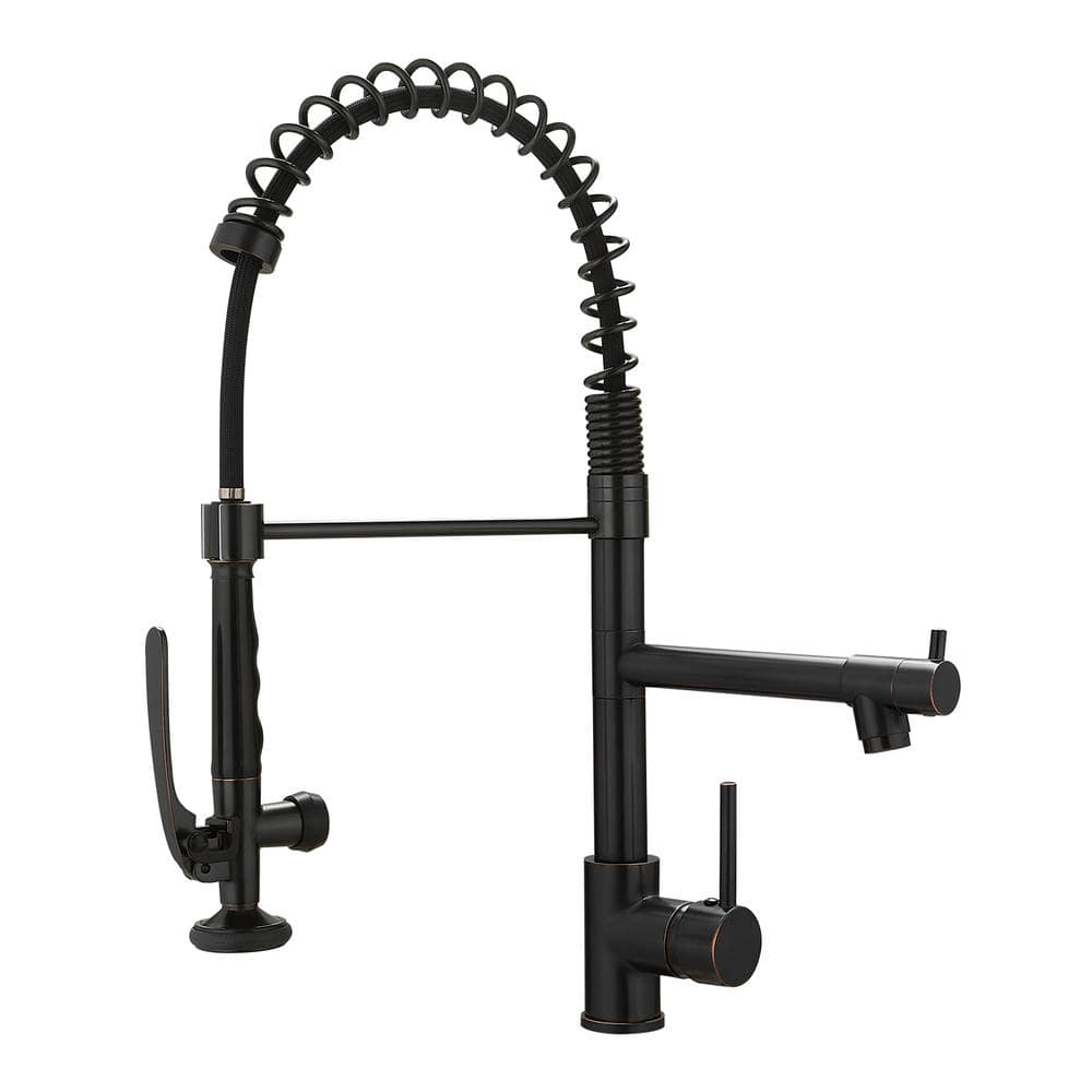 Spring Single Handle Pull Down Sprayer Kitchen Faucet, Commercial Kitchen Sink Faucet in Oil Rubbed Bronze price history on PriceWatchPro