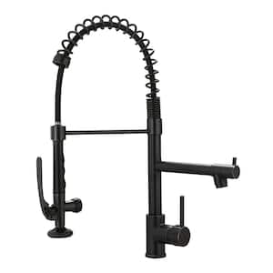 Spring Single Handle Pull Down Sprayer Kitchen Faucet, Commercial Kitchen Sink Faucet in Oil Rubbed Bronze