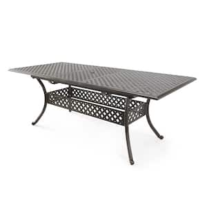 ABIGAIL CAST Black Aluminum Rectangle Outdoor Dining Table with Extension.